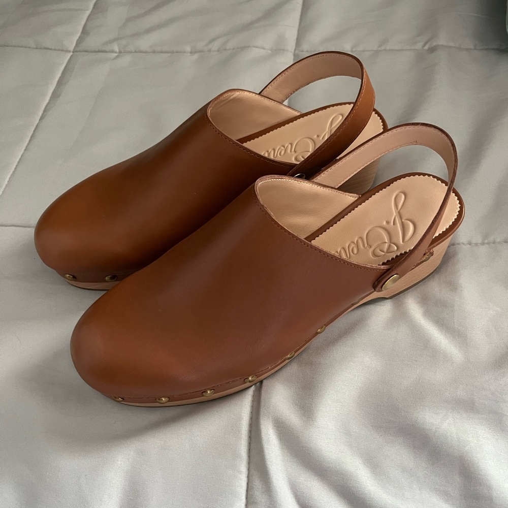 JCrew Camel Slingback Clogs